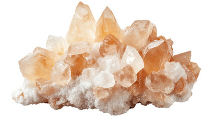 Close-Up of Natural White Salt Pile with Coarse Crystals Isolated on White Background