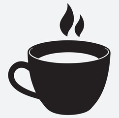 coffee cup with hot coffee silhouette vector art illustration, cup of coffee