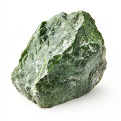 Obraz premium Raw green serpentine rock on white background