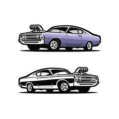 Iconic american classic drag muscle car vector isolated