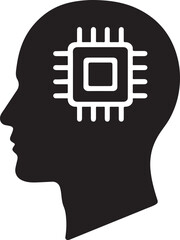 AI Brain Chip Profile Vector