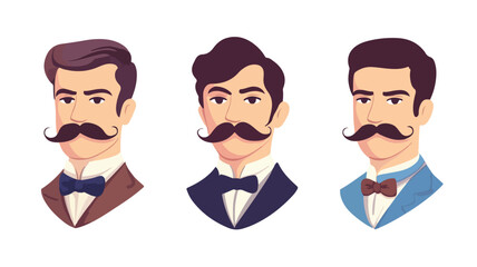 Vintage Gentlemen Mustache Vector Isolated Illustration for Professionals