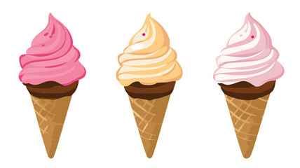 Ice Cream Cone Vector Illustration Isolated on White Background