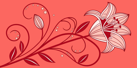 Trendy , modern , unique and seamless abstract vector red flower illustration in red background  vector illustration 
