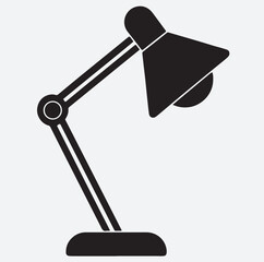 desk lamp icon silhouette vector art illustration, vector lamp isolated on white