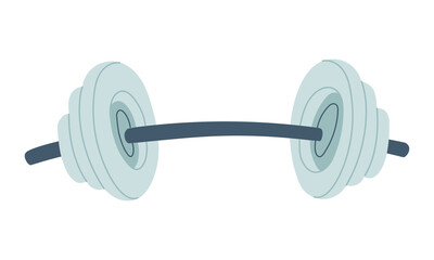 barbell pancakes. Heaviness is lifting. Sports equipment for training. Flat color isolated illustration. Suitable apps, websites, blogs about training, yoga, health, rehabilitation, active lifestyle