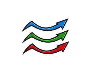 Obraz premium Three colorful arrows in blue, green, and red 