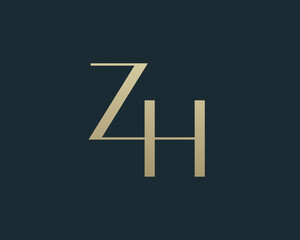 Obraz premium ZH letter logo icon design. Classic style luxury initials monogram.