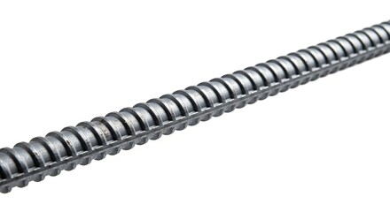 Stacked metal reinforcing bars for building construction. Steel rebar used in concrete structures, industrial material for strength.