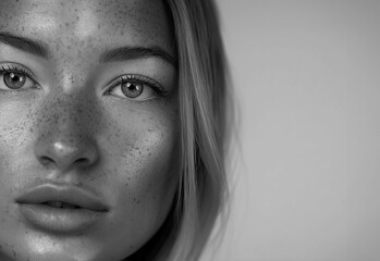 Close-Up of a Beautiful Woman with Freckles