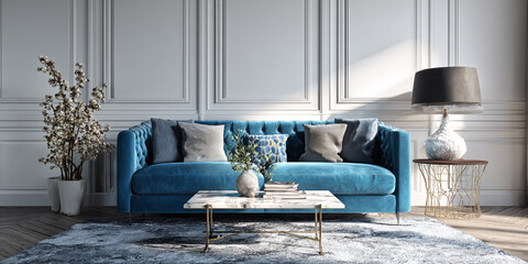 Attract Talent Seamlessly in a Velvet‑Upholstered Acquisition, Cozy white and blue office lounge area with sofas and coffee 