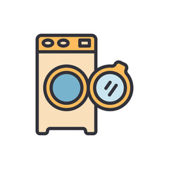 Stylized Washing Machine Illustration With An Open Door Front View