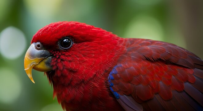 Red Parrot Close Up with Water Droplets