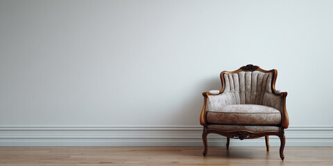Minimalist Room with Wooden Chair, home decor minimalism with space-saving comfort. Minimalist