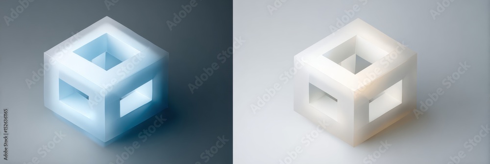 Poster Error Cube Designed in 3D Format Unravels on a Neutral Surface With a Clean Layout Inviting Curiosity and Exploration