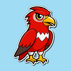 cartoon bird with a red ribbon