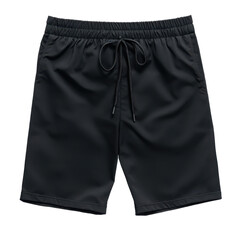 Isolated black shorts with drawstring on white background