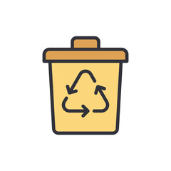 Stylized Graphic Illustration Of A Recycling Container With Logo Symbol