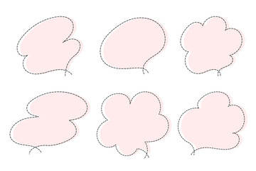 点線で作ったシンプルなかわいい吹き出しセット　ピンク
