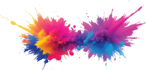 A Modern and Colorful Aquarelle Art Piece Featuring Explosive Watercolor Streaks, Splashes, and Brush Marks on a White Canvas, Creating a Dynamic and Playful Splash Effect.
