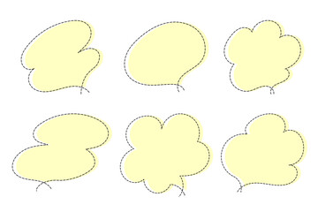 点線で作ったシンプルなかわいい吹き出しセット　黄色
