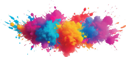 Lively and Bold Watercolor Stains and Brush Strokes in an Explosive Burst of Colors, Creating a Modern Abstract Design on a Crisp White Canvas, Bringing a Dynamic Artistic Expression.
