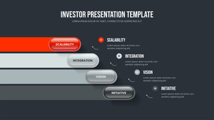 Creative Plan Four Option Diagram Presentation Design. Project Performance Frame Layout Vector Illustration. Enterprise Growth 4 Step Infographic Slideshow Template.