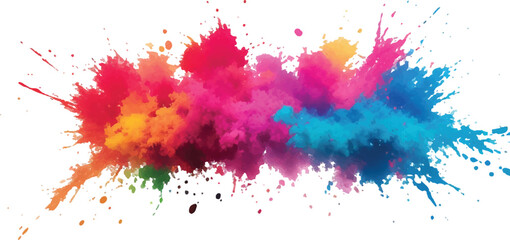 Lively and Bold Watercolor Stains and Brush Strokes in an Explosive Burst of Colors, Creating a Modern Abstract Design on a Crisp White Canvas, Bringing a Dynamic Artistic Expression.
