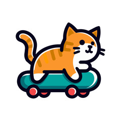 Cool Cat Mascot Riding a Skateboard – Vector, Editable Character Design