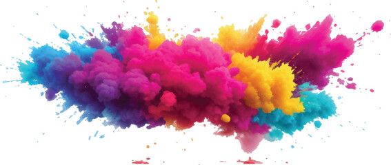 A Bright, Stunning Watercolor Painting of Abstract Stains and Splashes in Rich, Vibrant Colors, Enhanced by Bold Brush Strokes on a Pure White Background for a Contemporary Look.
