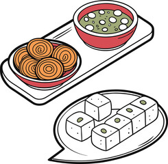 Bread and butter food icons vector illustration set for breakfast and meal design
