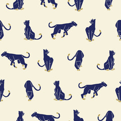 Vector Panther Seamless Pattern Background for Print Fabric Surface Fashion Wrapping