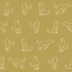 Outline Vector Panther Seamless Pattern Background for Print Fabric Surface Fashion Wrapping