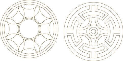 Obraz premium sketch vector illustration silhouette design ornament decoration mandala rosette classic vintage ethnic modern traditional 