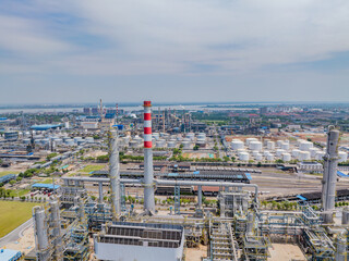 Aerial photography of a large petrochemical refinery in Asia