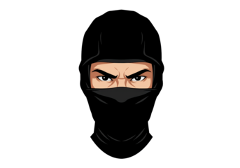 Isolated Intense Ninja Masked Face Illustration