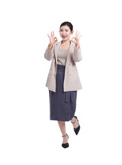 Portrait of businesswoman standing posing on white background