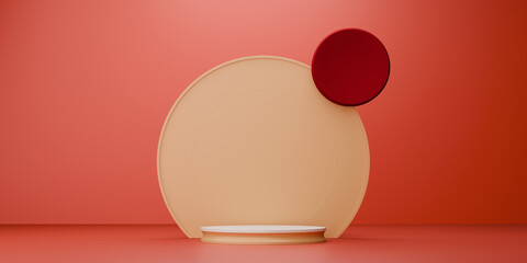 Minimal Red Backdrop Showcases Circular Platform