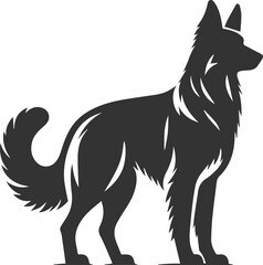 German shepherd breed dog vector black silhouette animal drawing