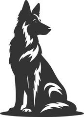 Fototapeta premium German shepherd breed dog vector black silhouette animal drawing