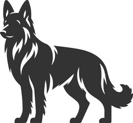 German shepherd breed dog vector black silhouette animal drawing