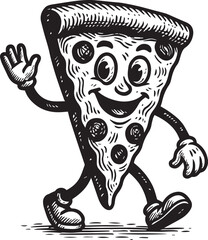 pizza mascot vector illustration