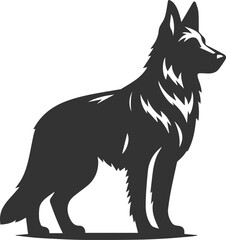 German shepherd breed dog vector black silhouette animal drawing
