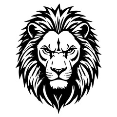 Obraz premium Fierce Lion Head Vector Line Art