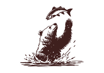 Brown Bear hand drawn sketch vector illustration