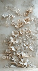 Beige Floral 3D Wall Art