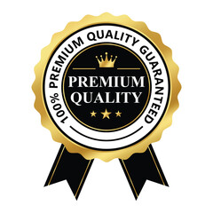 Premium Quality Guarantee Badge Seal with Gold Ribbon for Certified Products and Branding