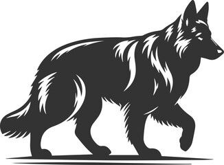 Obraz premium German shepherd breed dog vector black silhouette animal drawing