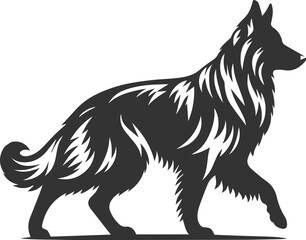German shepherd breed dog vector black silhouette animal drawing