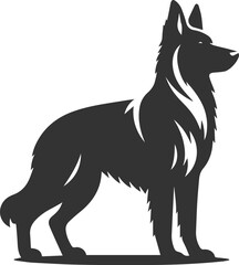 German shepherd breed dog vector black silhouette animal drawing